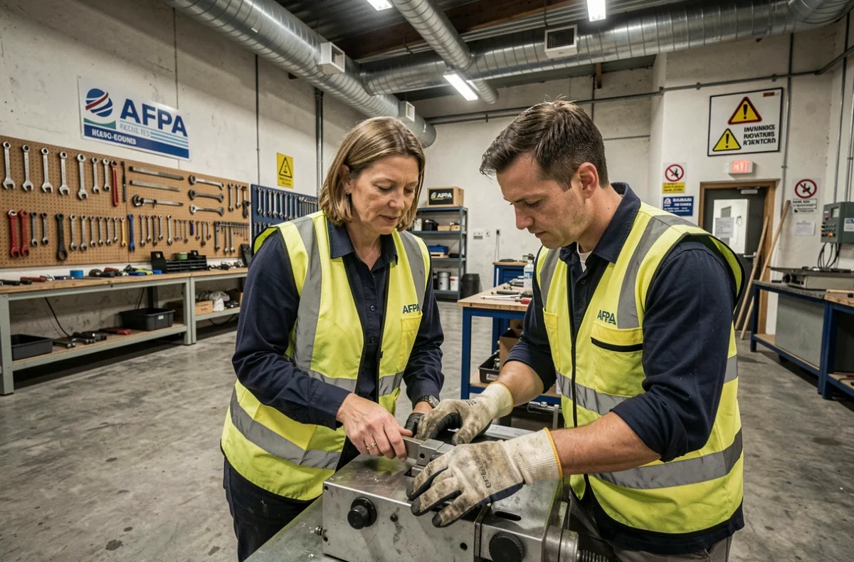 Instructrice et apprenti adulte en atelier pratique à l'AFPA de Rennes