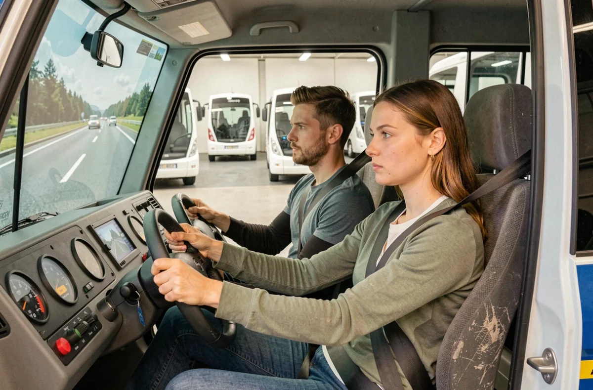 Apprenants en cabine de simulation de conduite au Campus Promotrans de Rennes