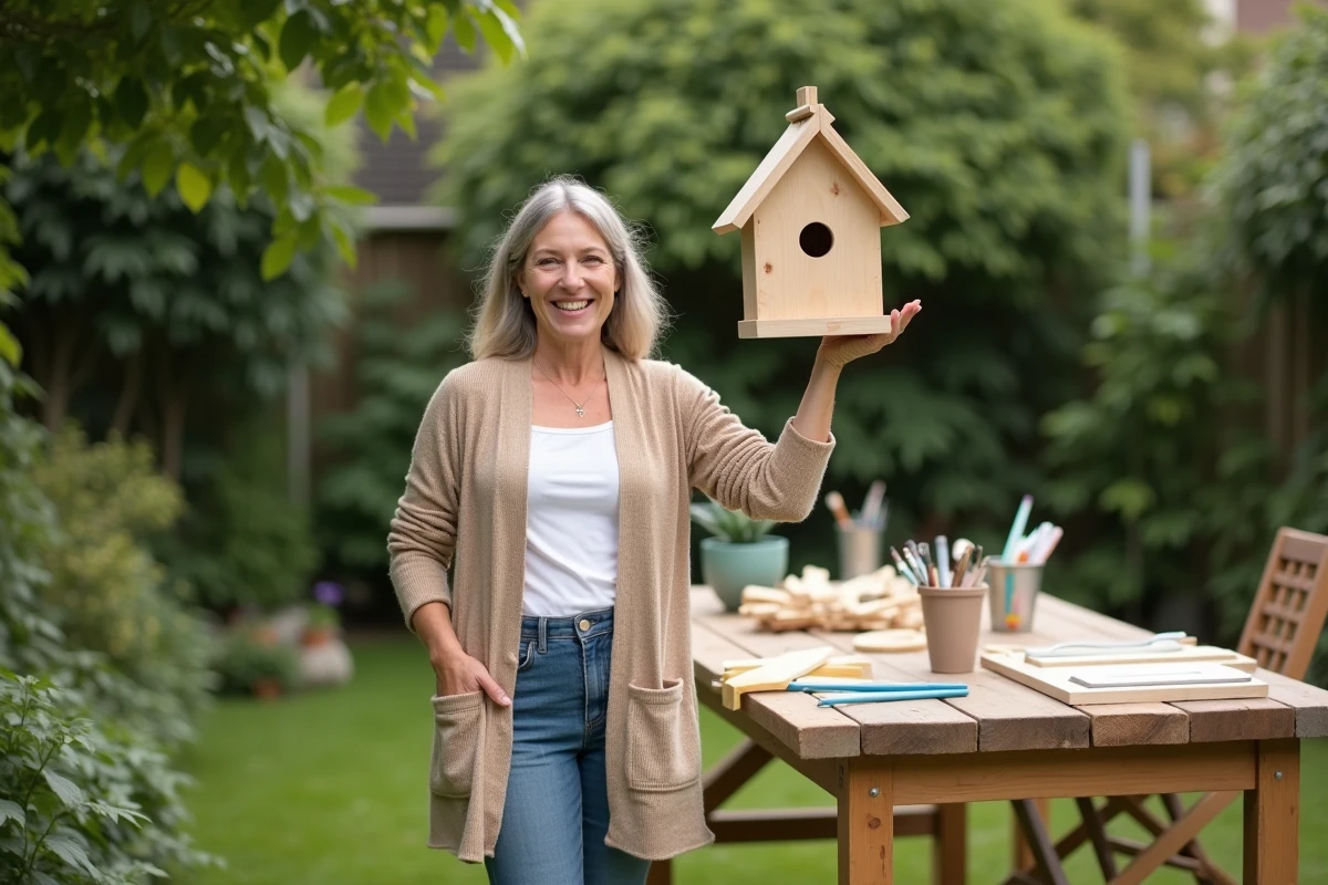 Femme fiere montre sa maison d