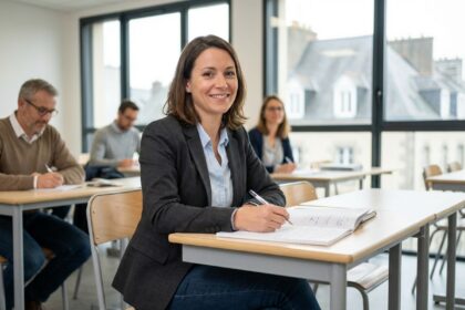 Femme en formation dans une salle moderne à SaintBrieuc