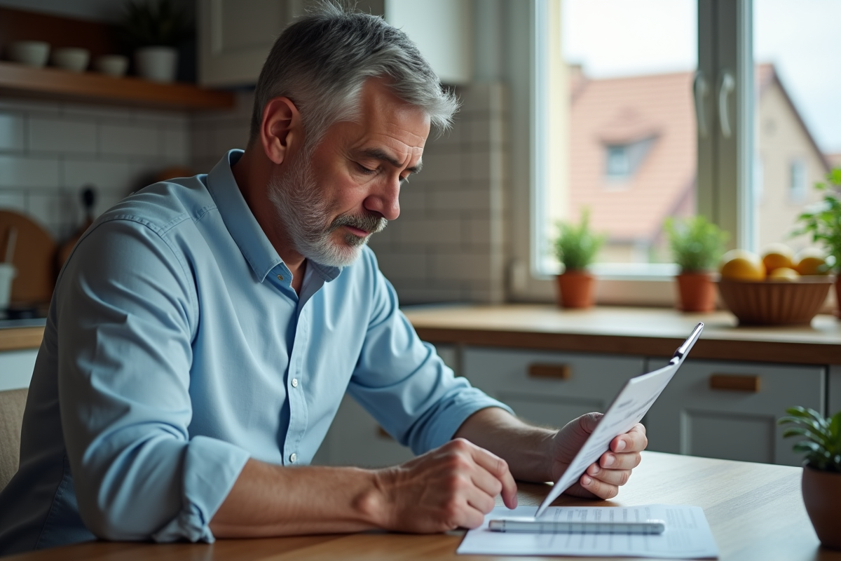 Homme à la maison utilisant tablette civc