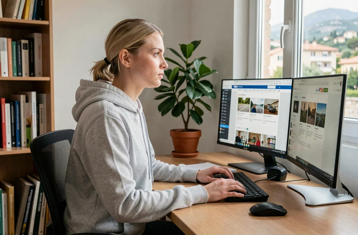 Étudiante en alternance à distance via ISCOD, travaillant depuis son domicile dans les Alpes-Maritimes sur une plateforme e-learning