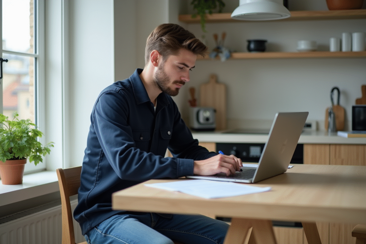Jeune apprenti remplissant un formulaire dans une cuisine parisienne