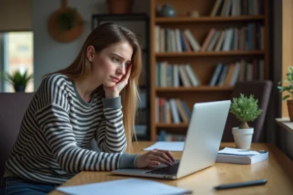 Jeune femme essayant de récupérer son mot de passe à la maison