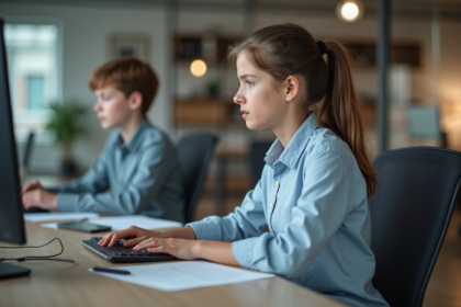 Adolescent observant une femme en milieu professionnel