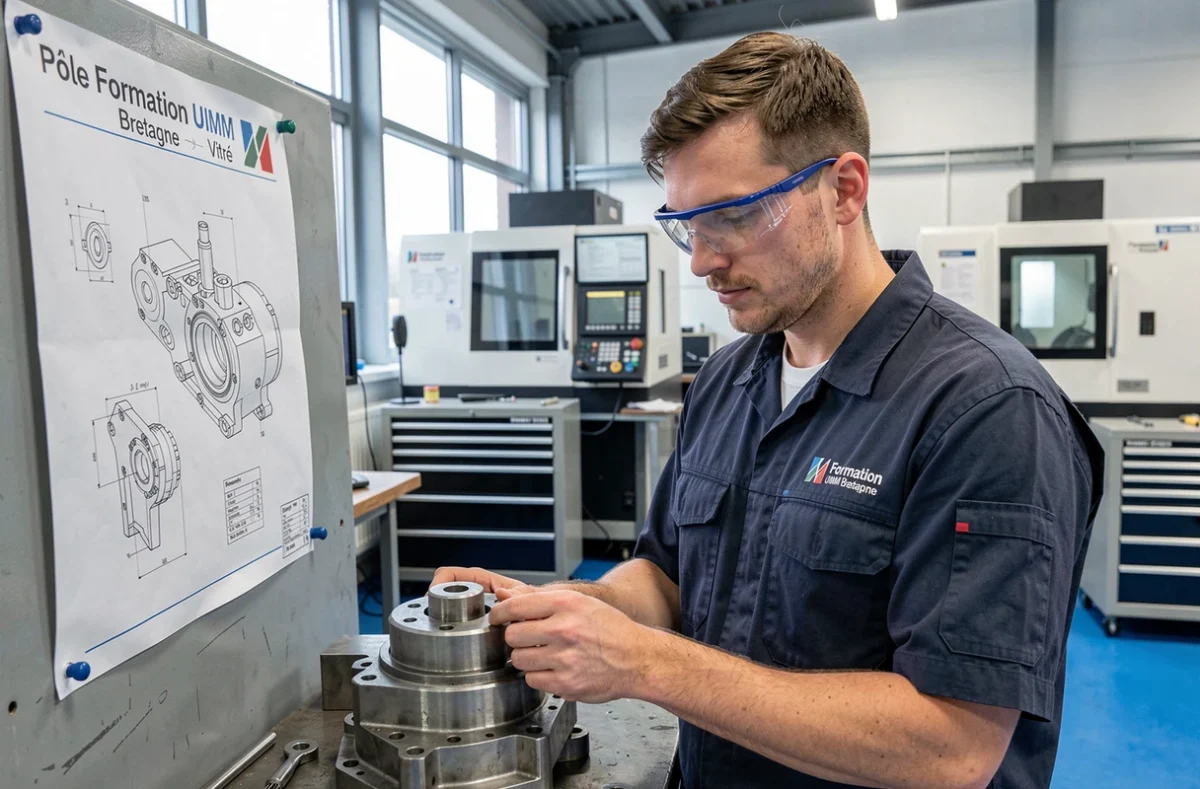 Technicien en formation sur dessin industriel au Pôle Formation UIMM Bretagne à Vitré