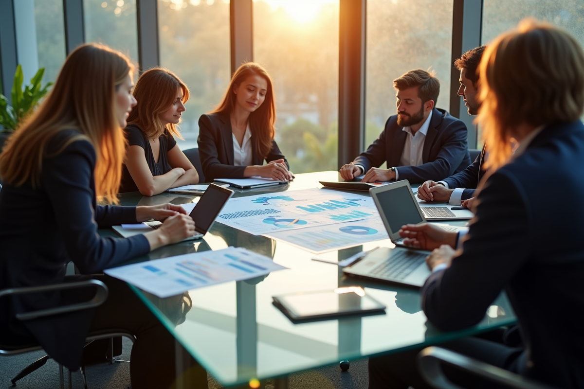 Groupe diversifié discutant de stratégies d
